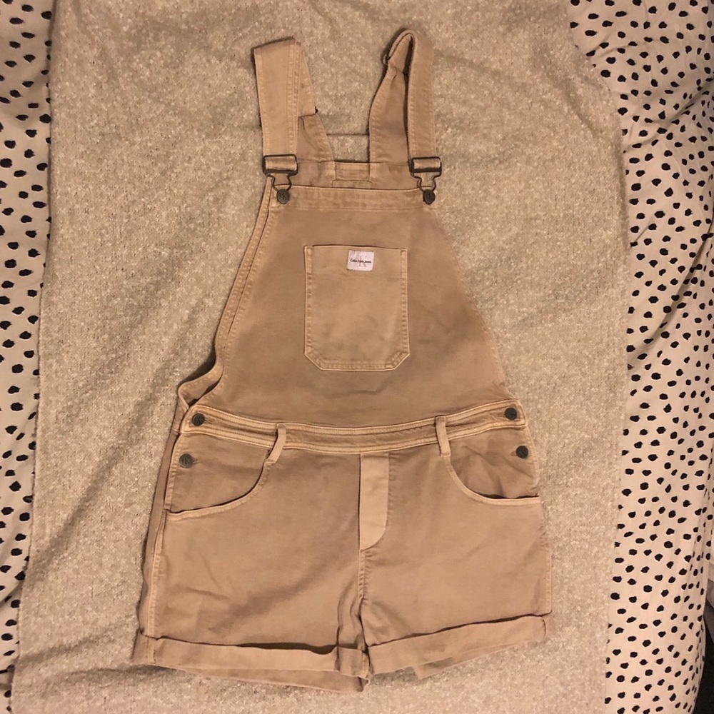 Calvin Klein khaki overall shorts